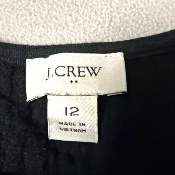 J.Crew Black Sleeveless Tiered Midi Dress With Waist Tie Size 12 - Picture 3 of 7